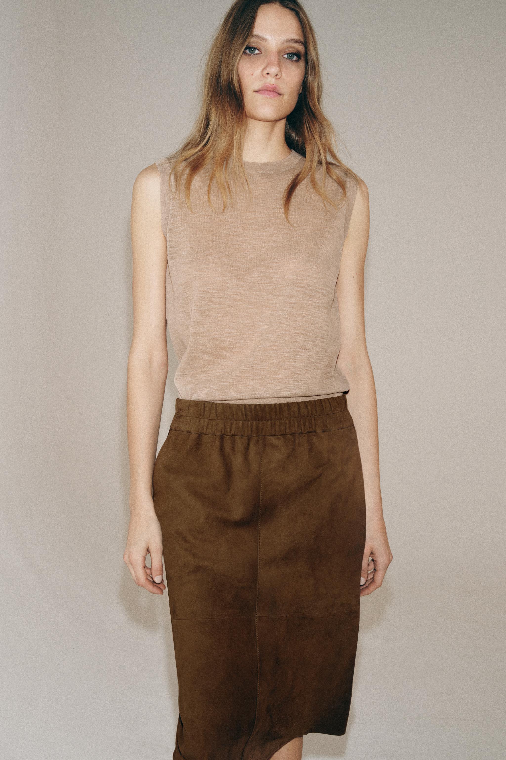 JUPE EN CUIR DAIM ZW COLLECTION ÉDITION LIMITÉE